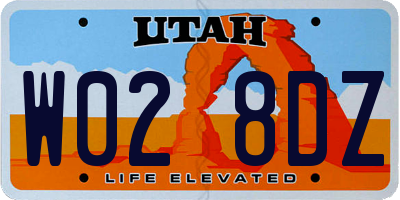 UT license plate W028DZ