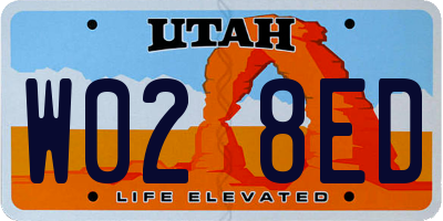 UT license plate W028ED