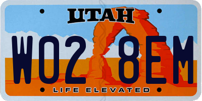 UT license plate W028EM