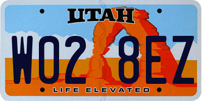 UT license plate W028EZ
