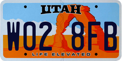 UT license plate W028FB