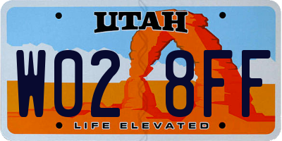 UT license plate W028FF