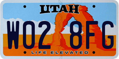 UT license plate W028FG