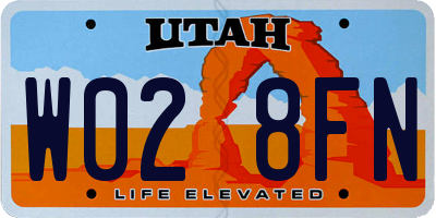 UT license plate W028FN