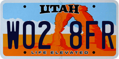 UT license plate W028FR