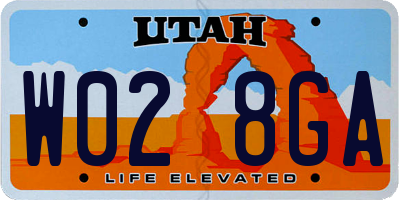 UT license plate W028GA