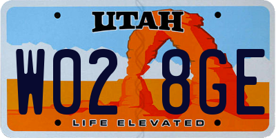UT license plate W028GE