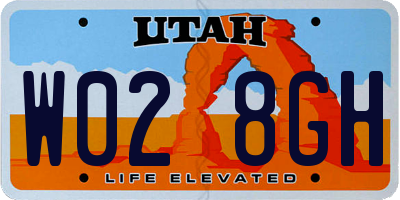 UT license plate W028GH