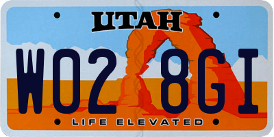 UT license plate W028GI