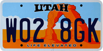 UT license plate W028GK