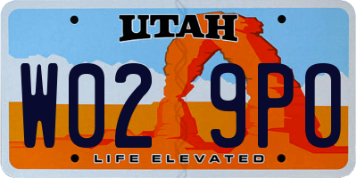 UT license plate W029PO