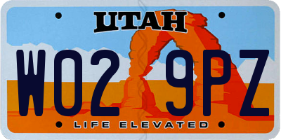 UT license plate W029PZ