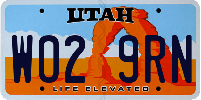 UT license plate W029RN