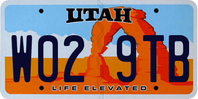 UT license plate W029TB