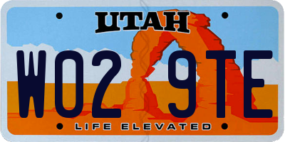 UT license plate W029TE