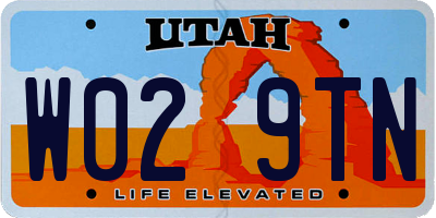 UT license plate W029TN