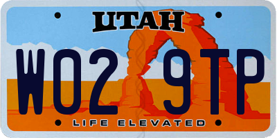 UT license plate W029TP