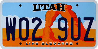 UT license plate W029UZ