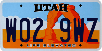 UT license plate W029WZ