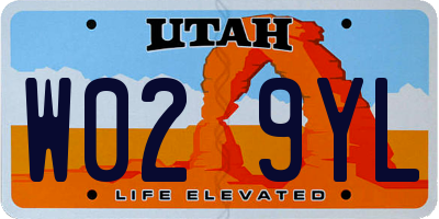 UT license plate W029YL