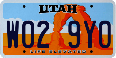 UT license plate W029YO