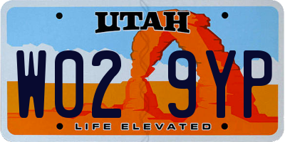 UT license plate W029YP