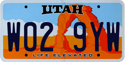 UT license plate W029YW