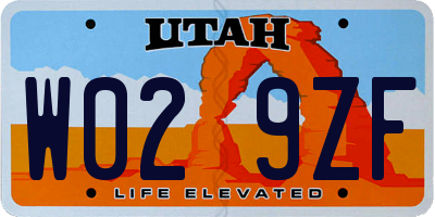 UT license plate W029ZF