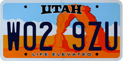 UT license plate W029ZU