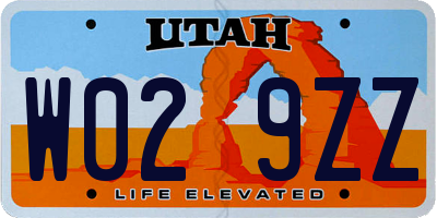 UT license plate W029ZZ
