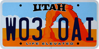 UT license plate W030AI