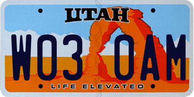UT license plate W030AM