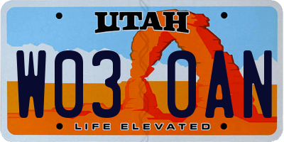 UT license plate W030AN