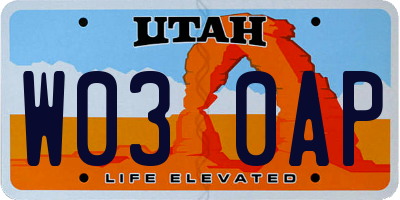 UT license plate W030AP