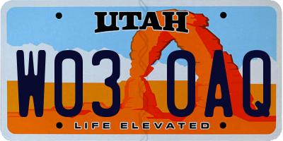 UT license plate W030AQ
