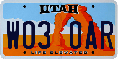 UT license plate W030AR