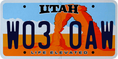 UT license plate W030AW
