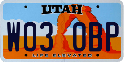 UT license plate W030BP