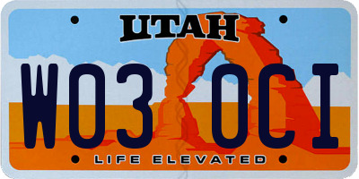 UT license plate W030CI