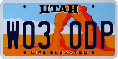 UT license plate W030DP