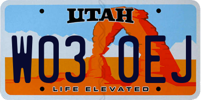 UT license plate W030EJ