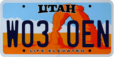 UT license plate W030EN