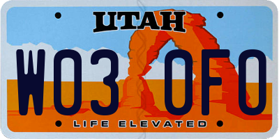 UT license plate W030FO