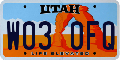 UT license plate W030FQ