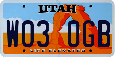 UT license plate W030GB