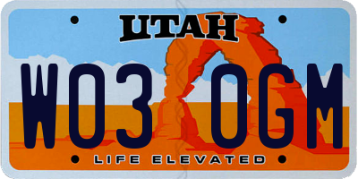 UT license plate W030GM
