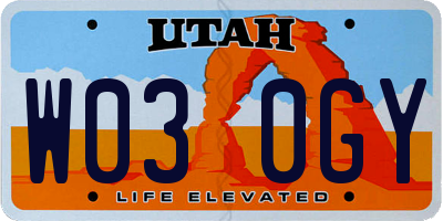 UT license plate W030GY