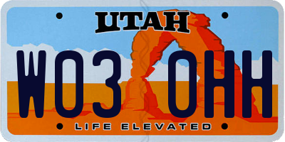 UT license plate W030HH