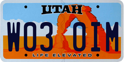 UT license plate W030IM