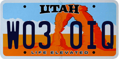UT license plate W030IQ